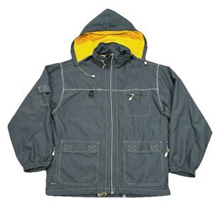 Vintage Y2K Burnside Technical Jacket Hooded Sport Pockets Mens Size Medium